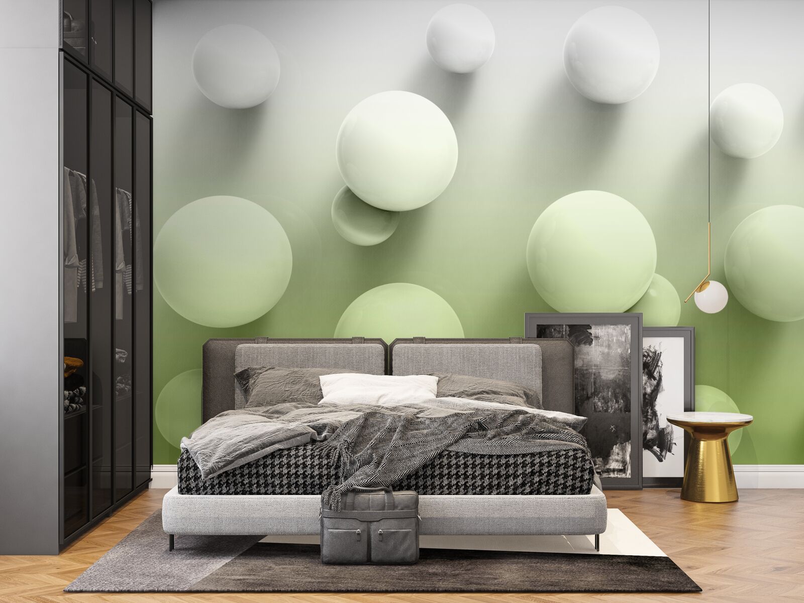 Fotobehang witte bollen met kleurverloop