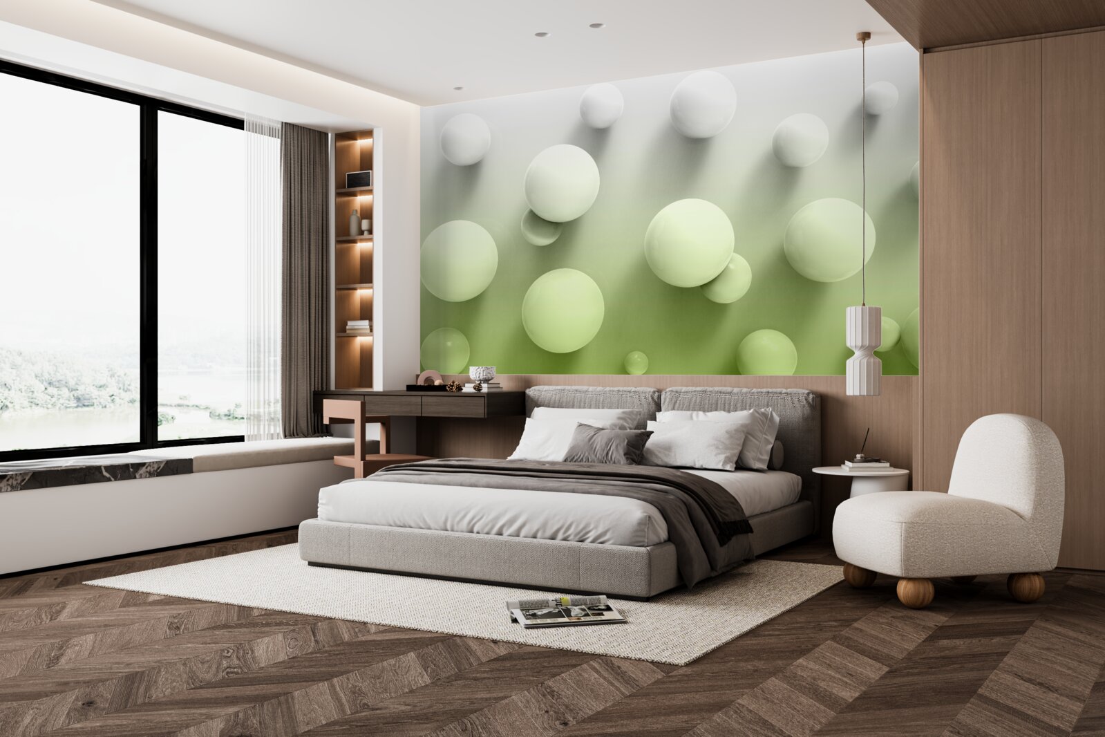 Fotobehang witte bollen met kleurverloop