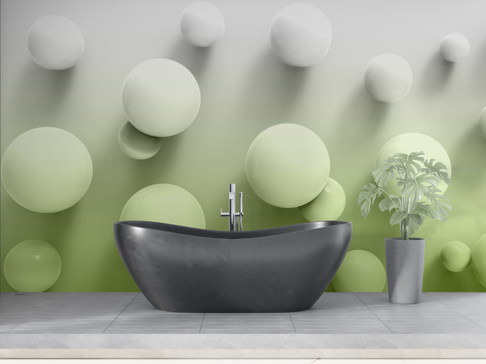 Fotobehang witte bollen met kleurverloop