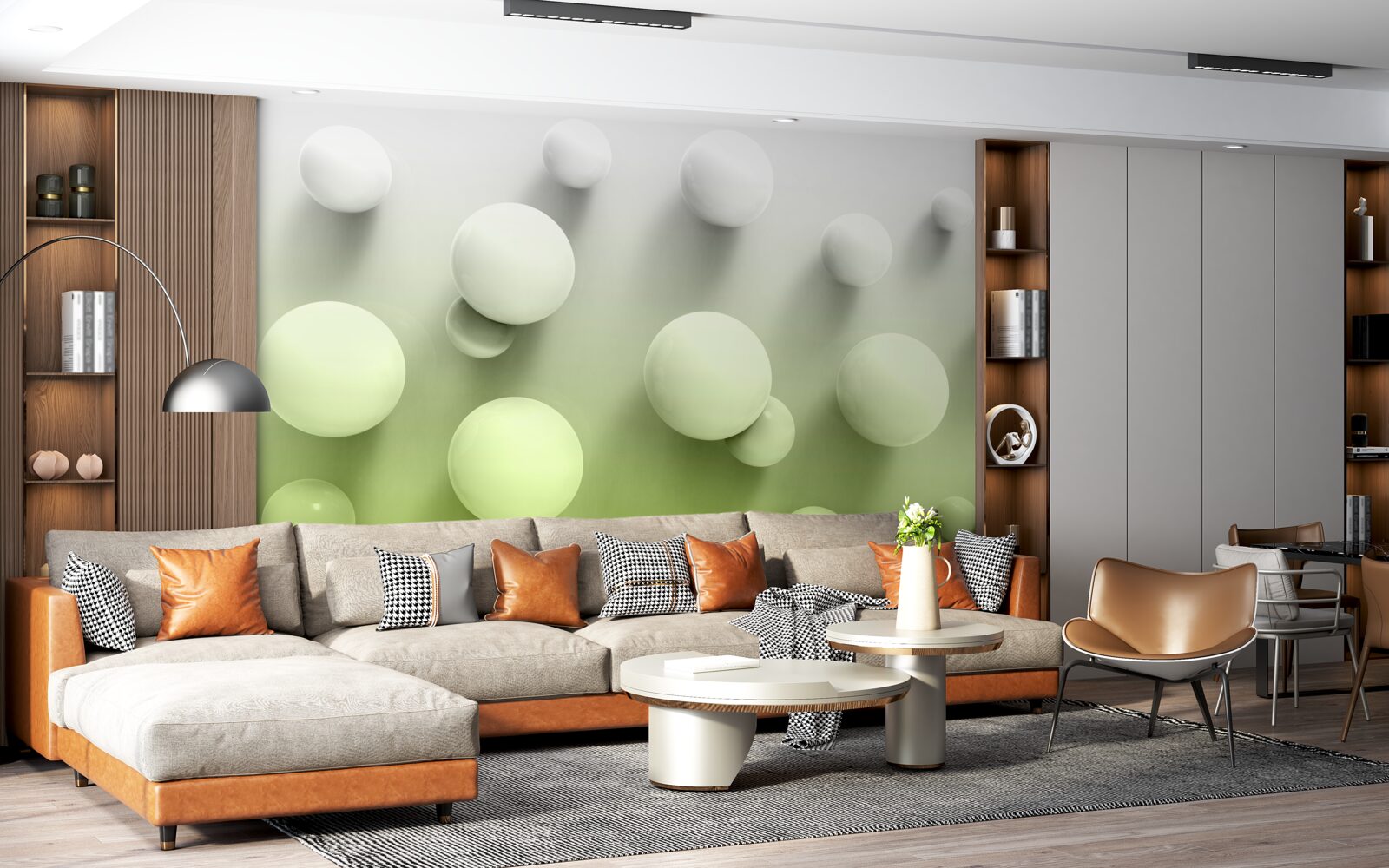 Fotobehang witte bollen met kleurverloop