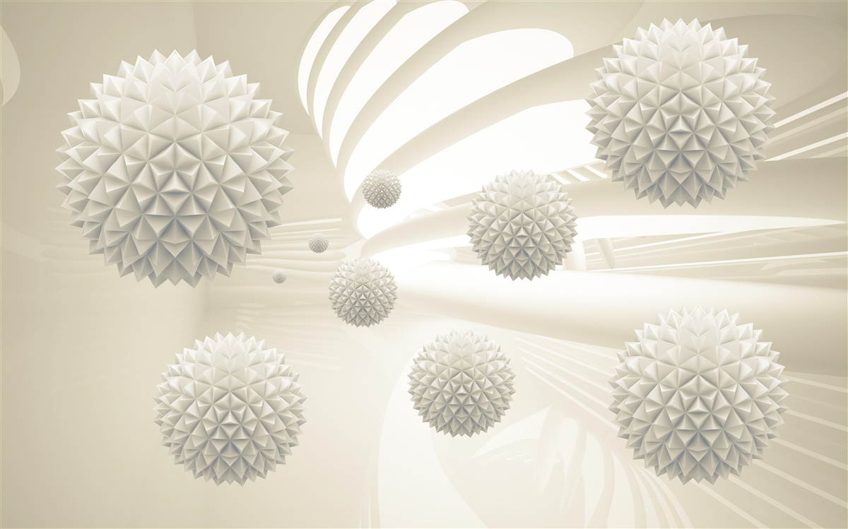 Fotobehang het perspectief van gloeiende ballen die in de lucht zweven