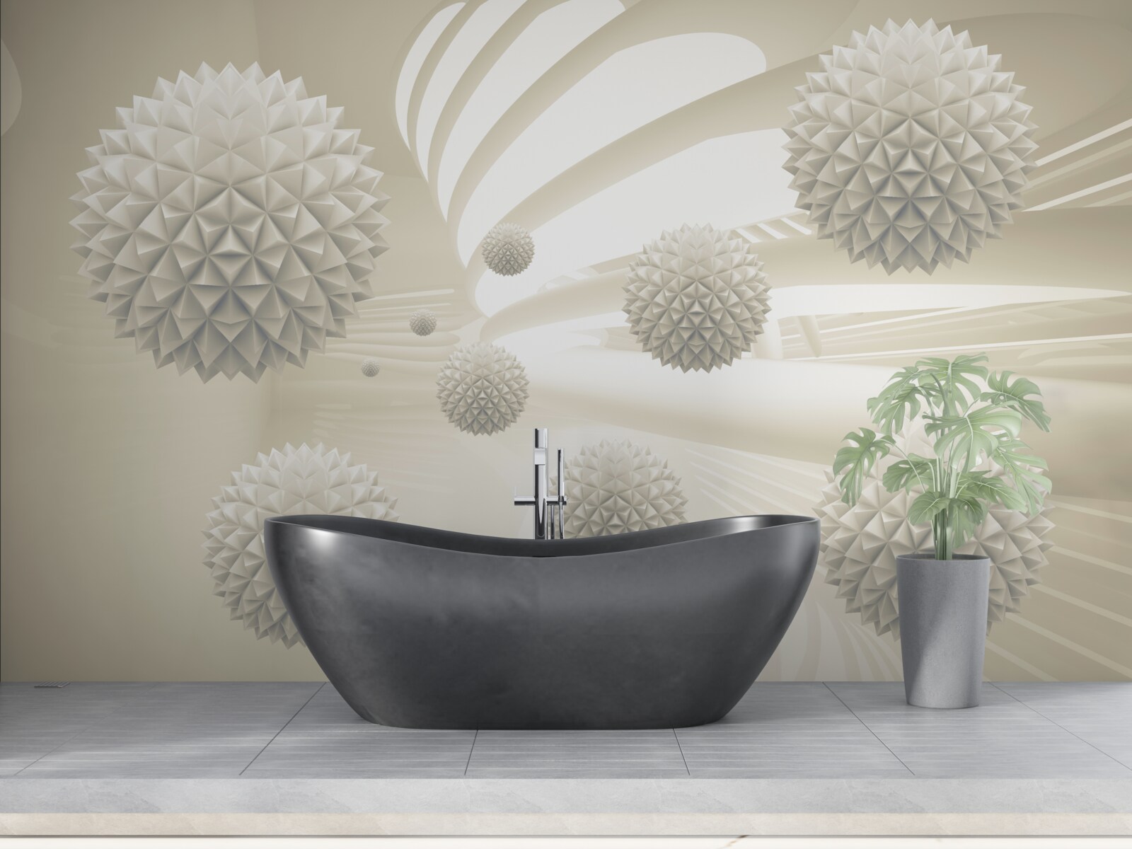 Fotobehang het perspectief van gloeiende ballen die in de lucht zweven