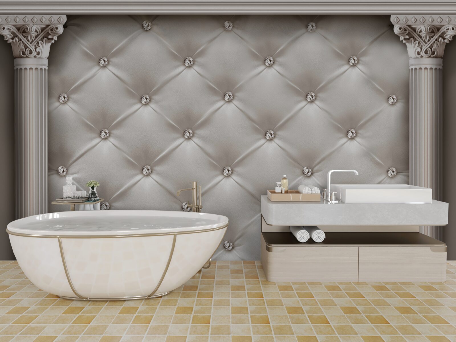 Fotobehang afgeronde en decoratieve afwerkingen