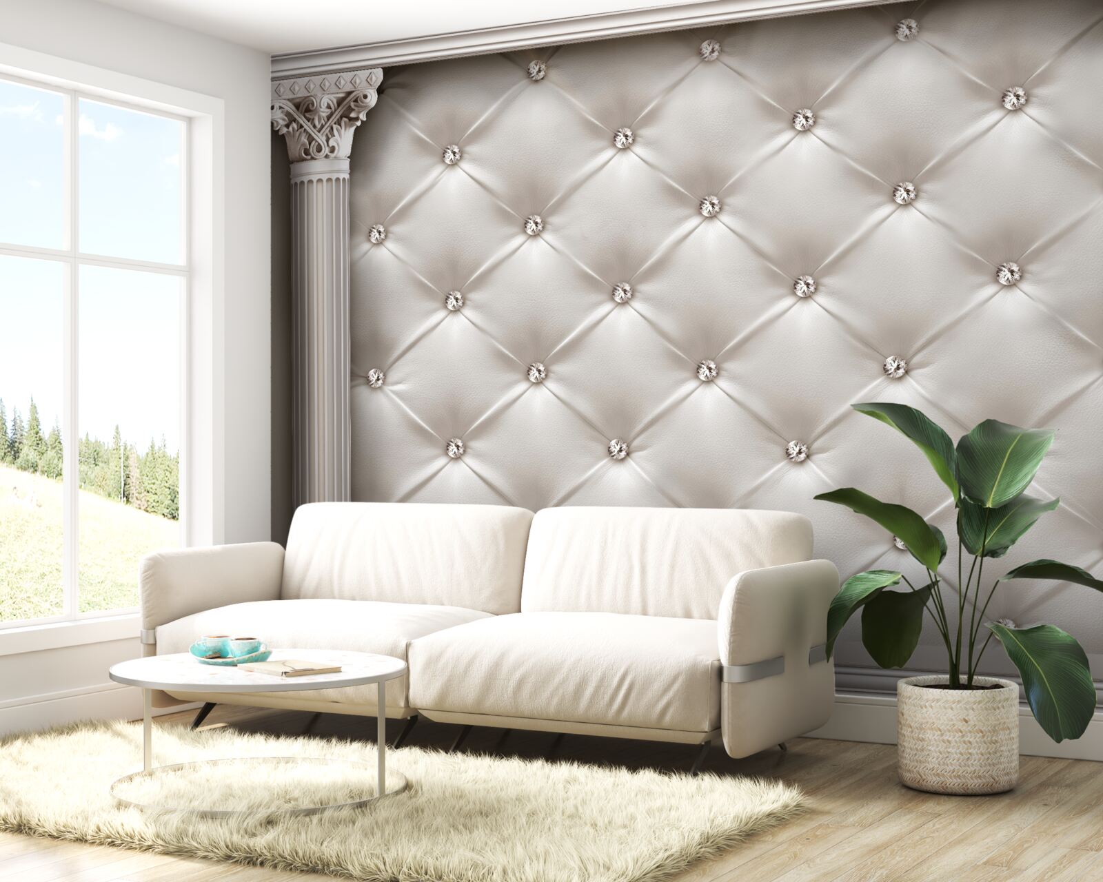 Fotobehang afgeronde en decoratieve afwerkingen