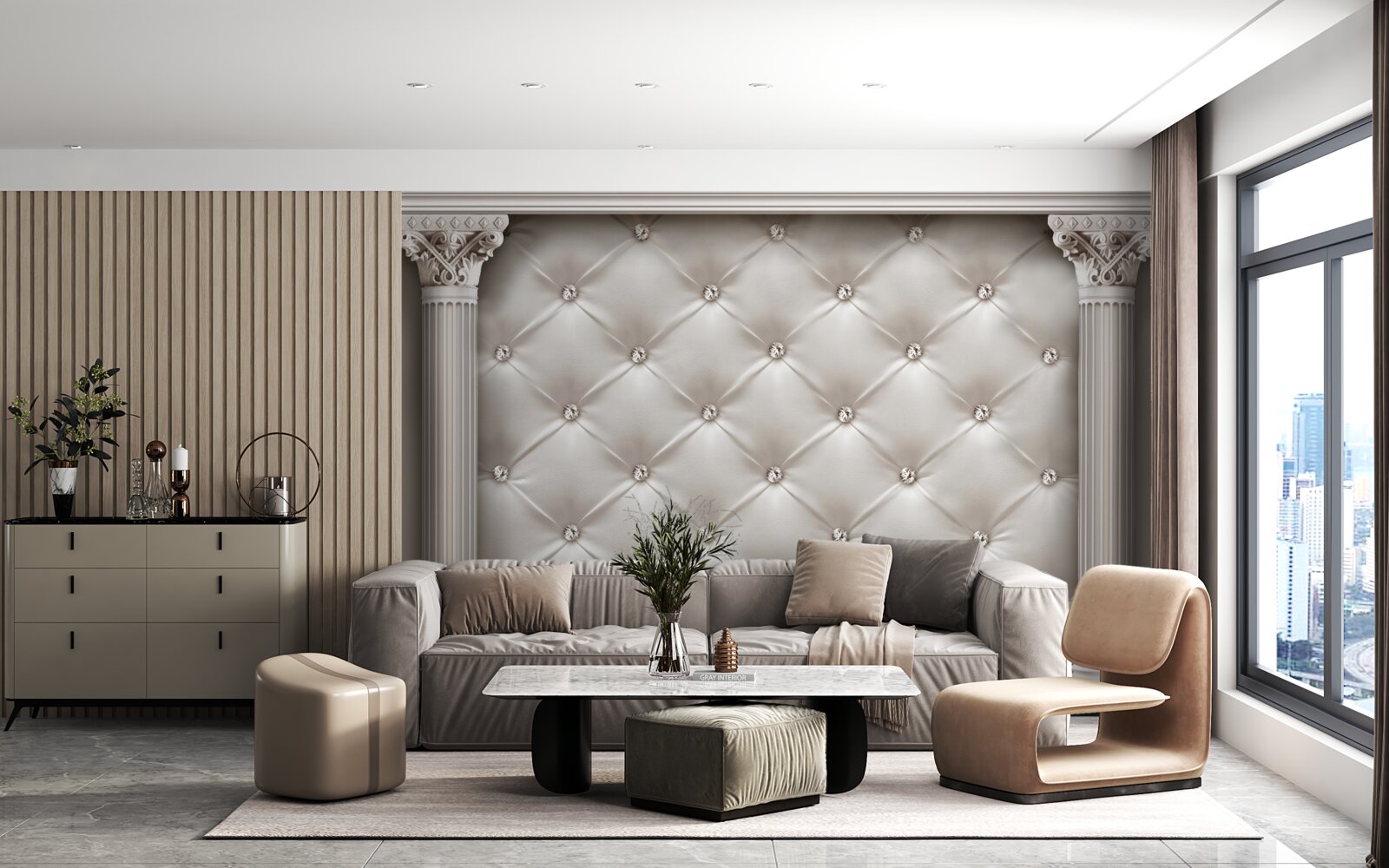 Fotobehang afgeronde en decoratieve afwerkingen