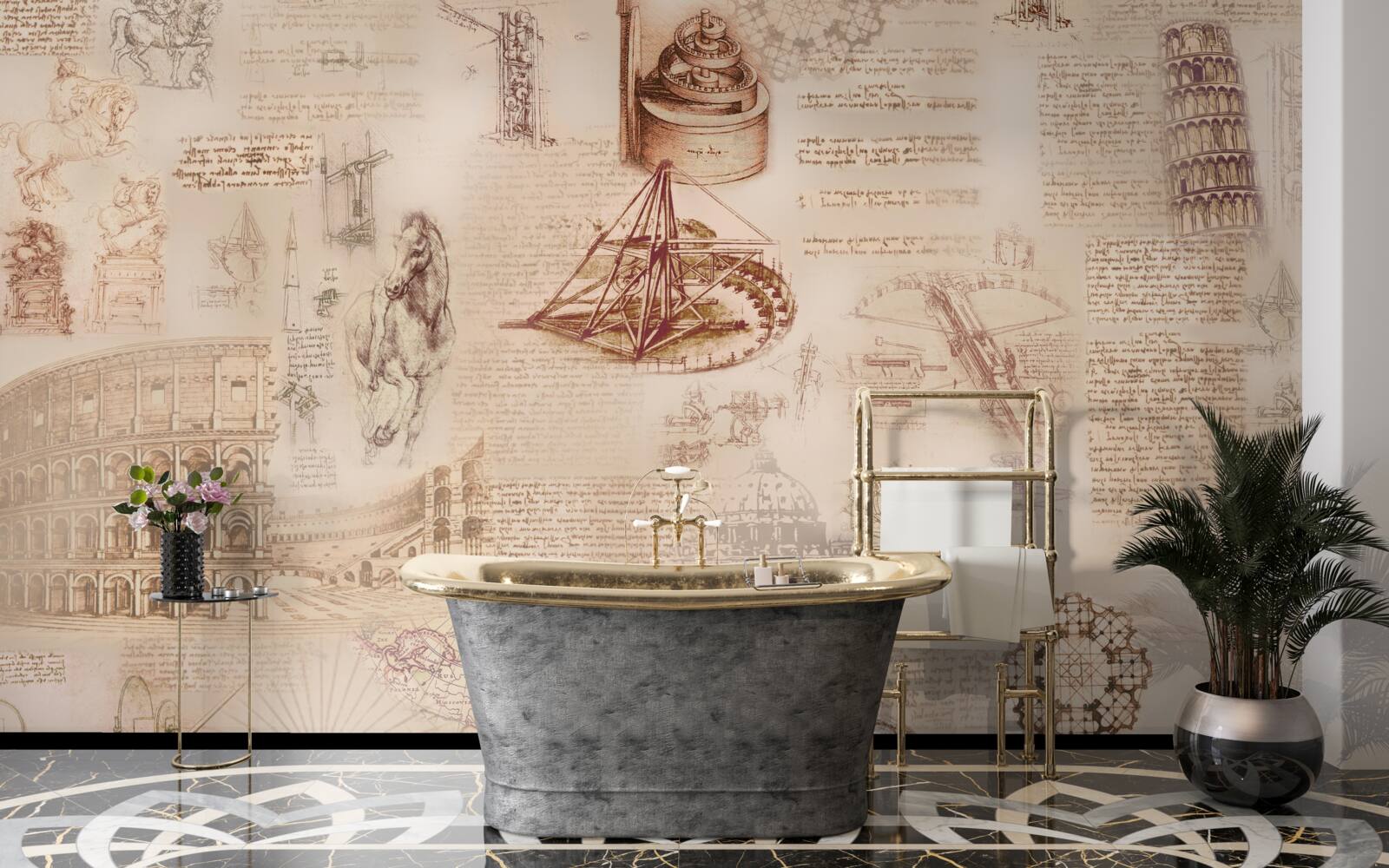 Fotobehang oud roemenië en retro italië