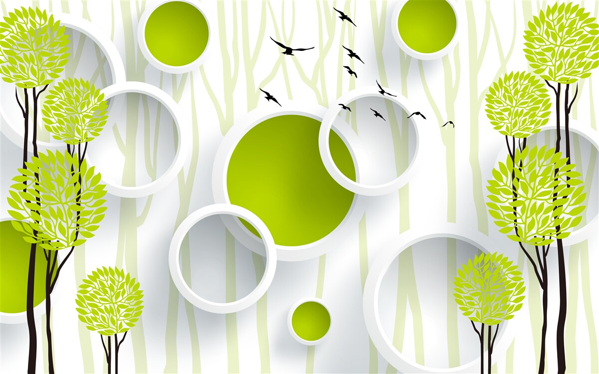 Fotobehang vogels verwelkomen de lente met hun groene gewaden