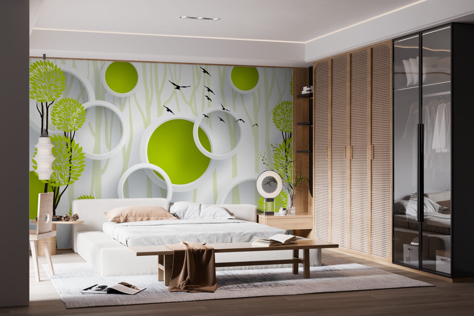 Fotobehang vogels verwelkomen de lente met hun groene gewaden