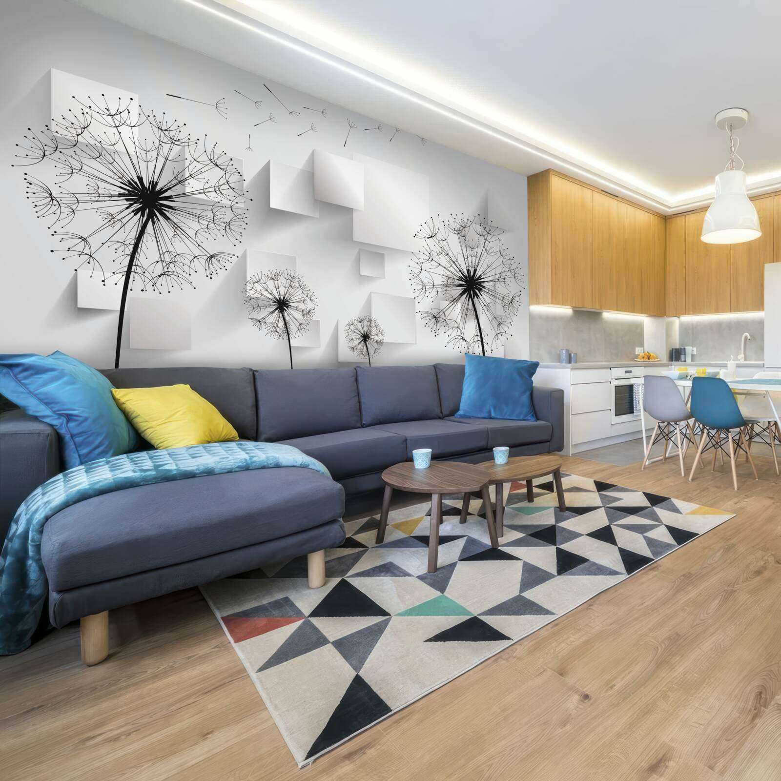 Fotobehang zachte vlucht van paardenbloemen