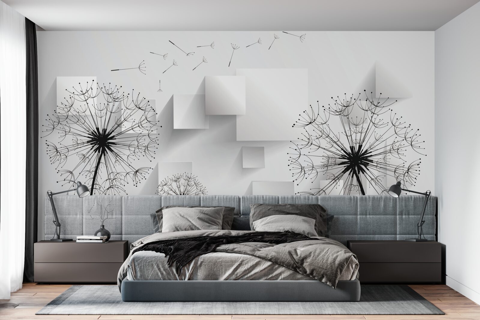 Fotobehang zachte vlucht van paardenbloemen