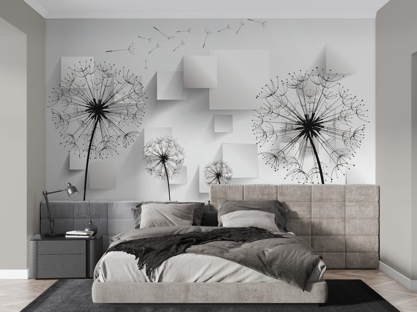 Fotobehang zachte vlucht van paardenbloemen