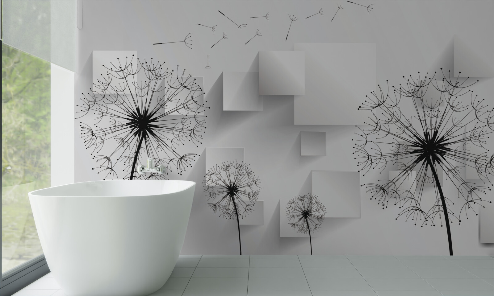 Fotobehang zachte vlucht van paardenbloemen