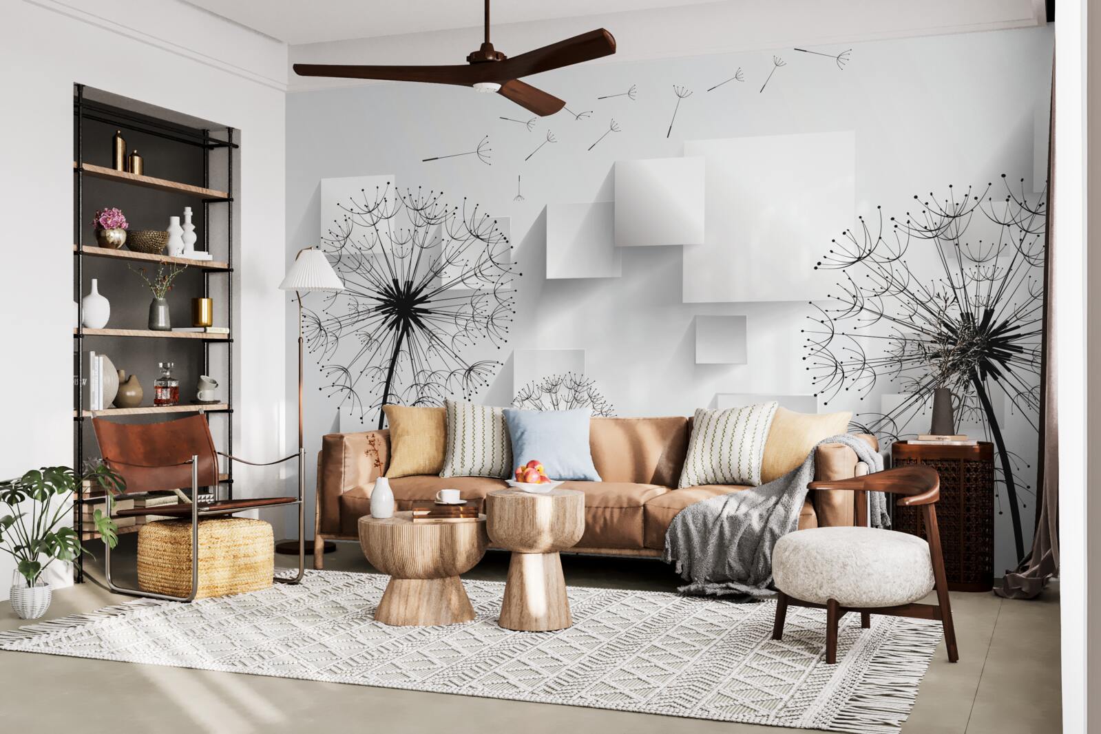 Fotobehang zachte vlucht van paardenbloemen