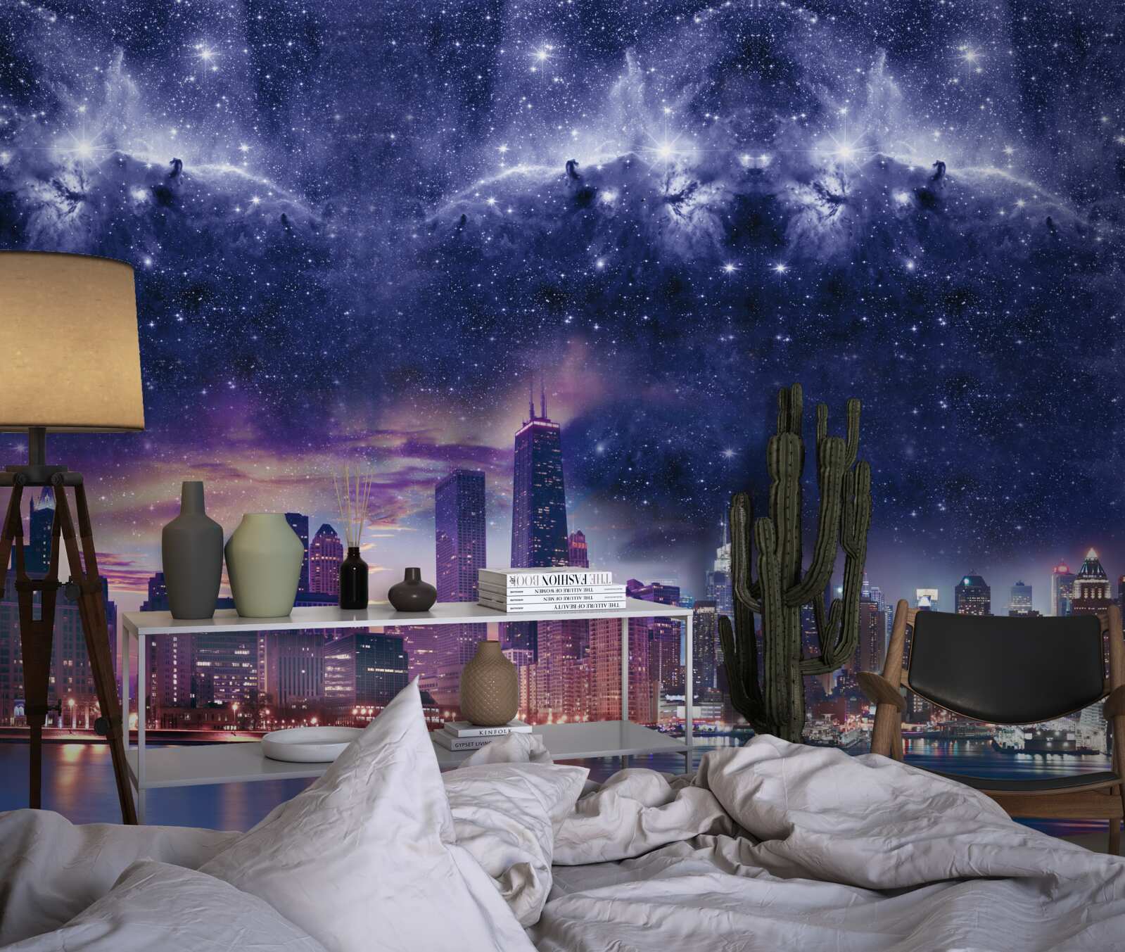 Fotobehang magisch astraal canvas over de metropool