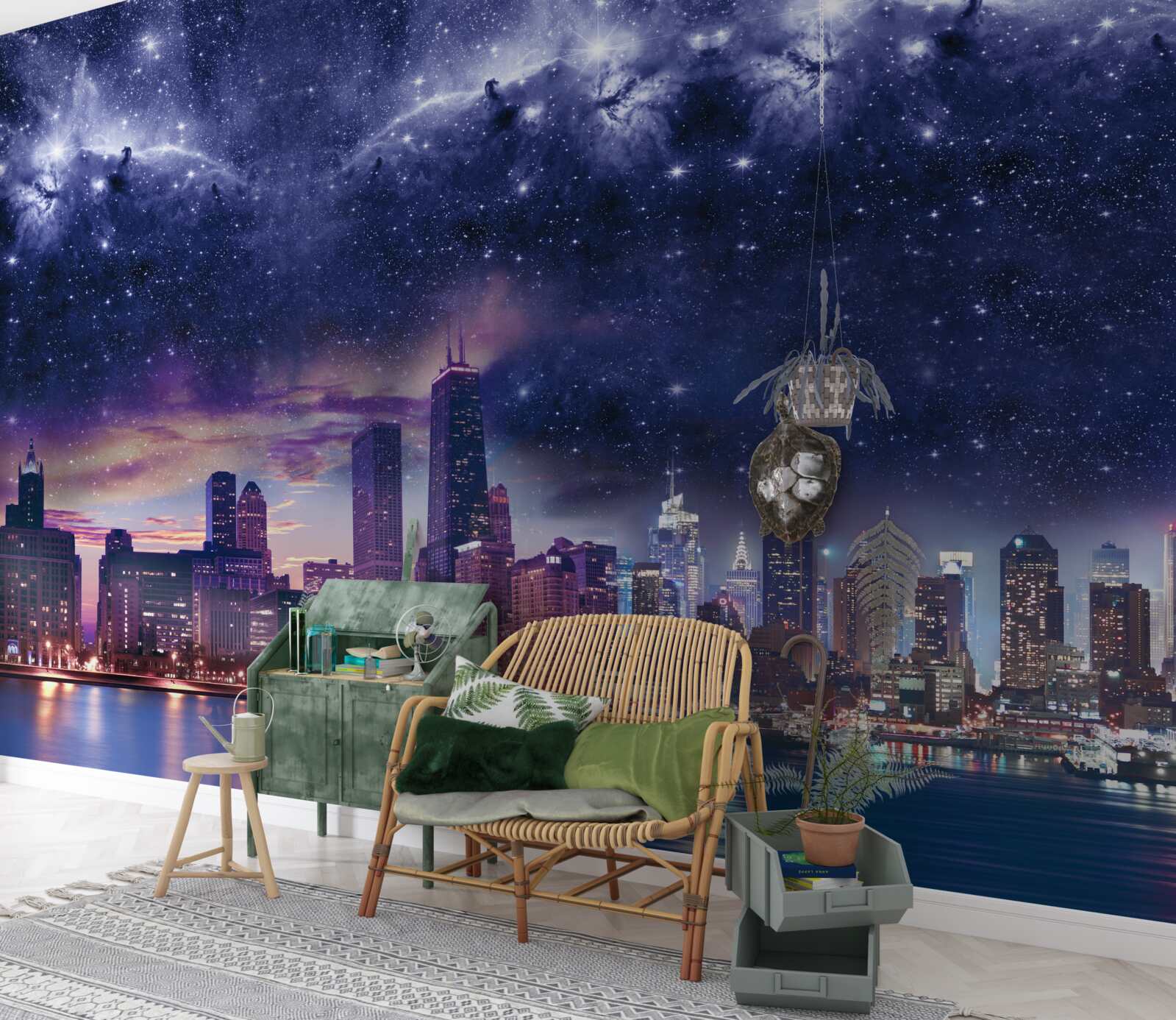 Fotobehang magisch astraal canvas over de metropool