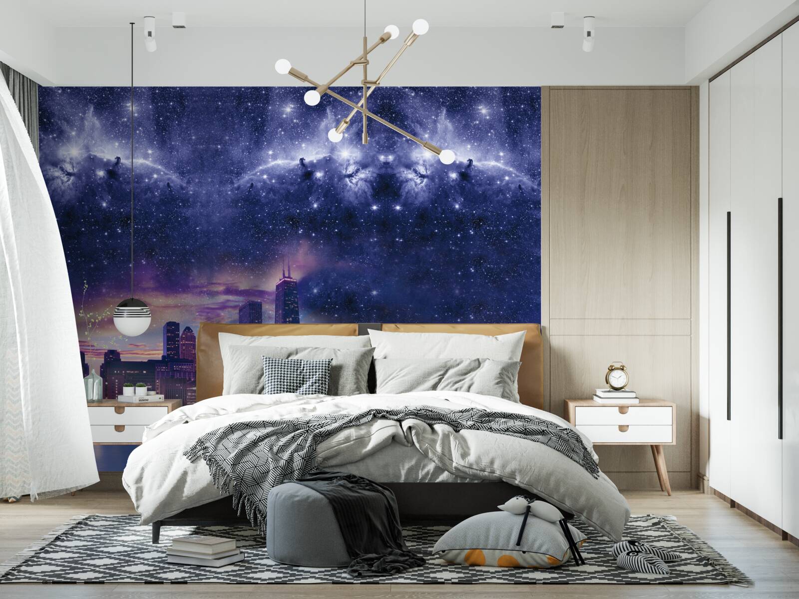 Fotobehang magisch astraal canvas over de metropool