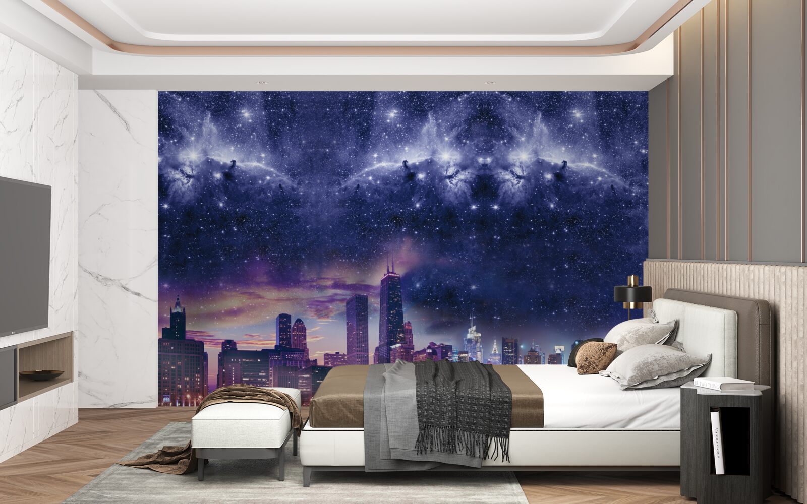 Fotobehang magisch astraal canvas over de metropool