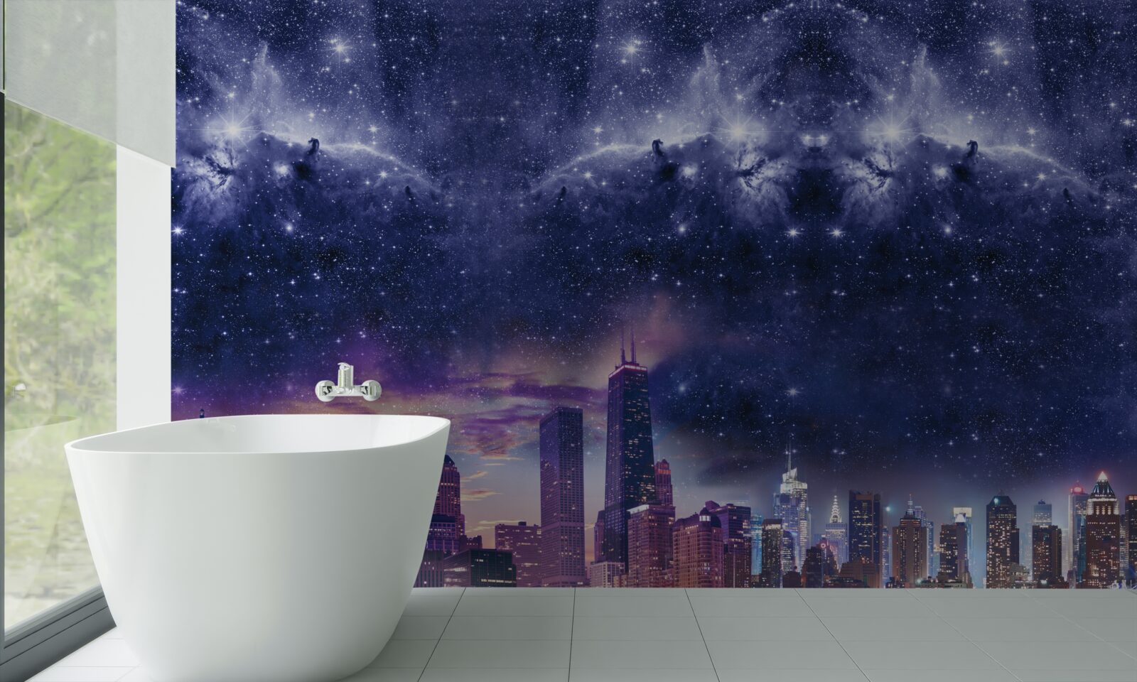 Fotobehang magisch astraal canvas over de metropool