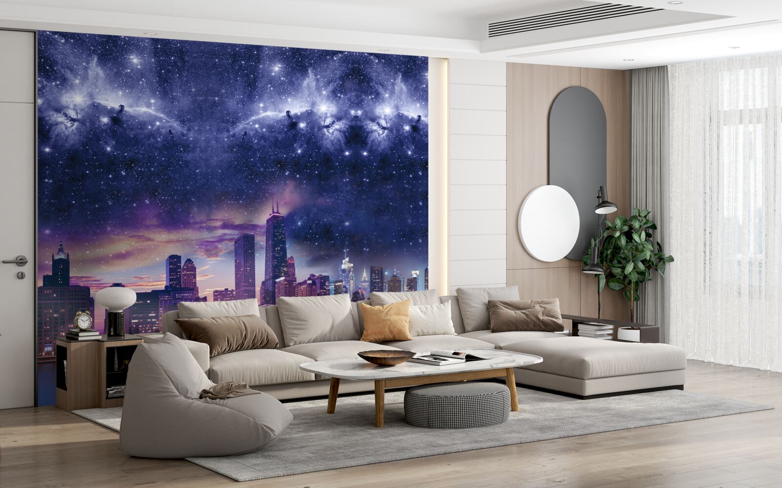 Fotobehang magisch astraal canvas over de metropool