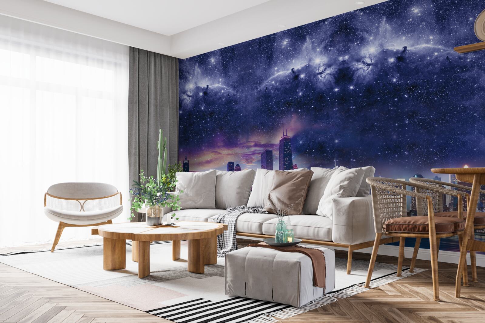 Fotobehang magisch astraal canvas over de metropool