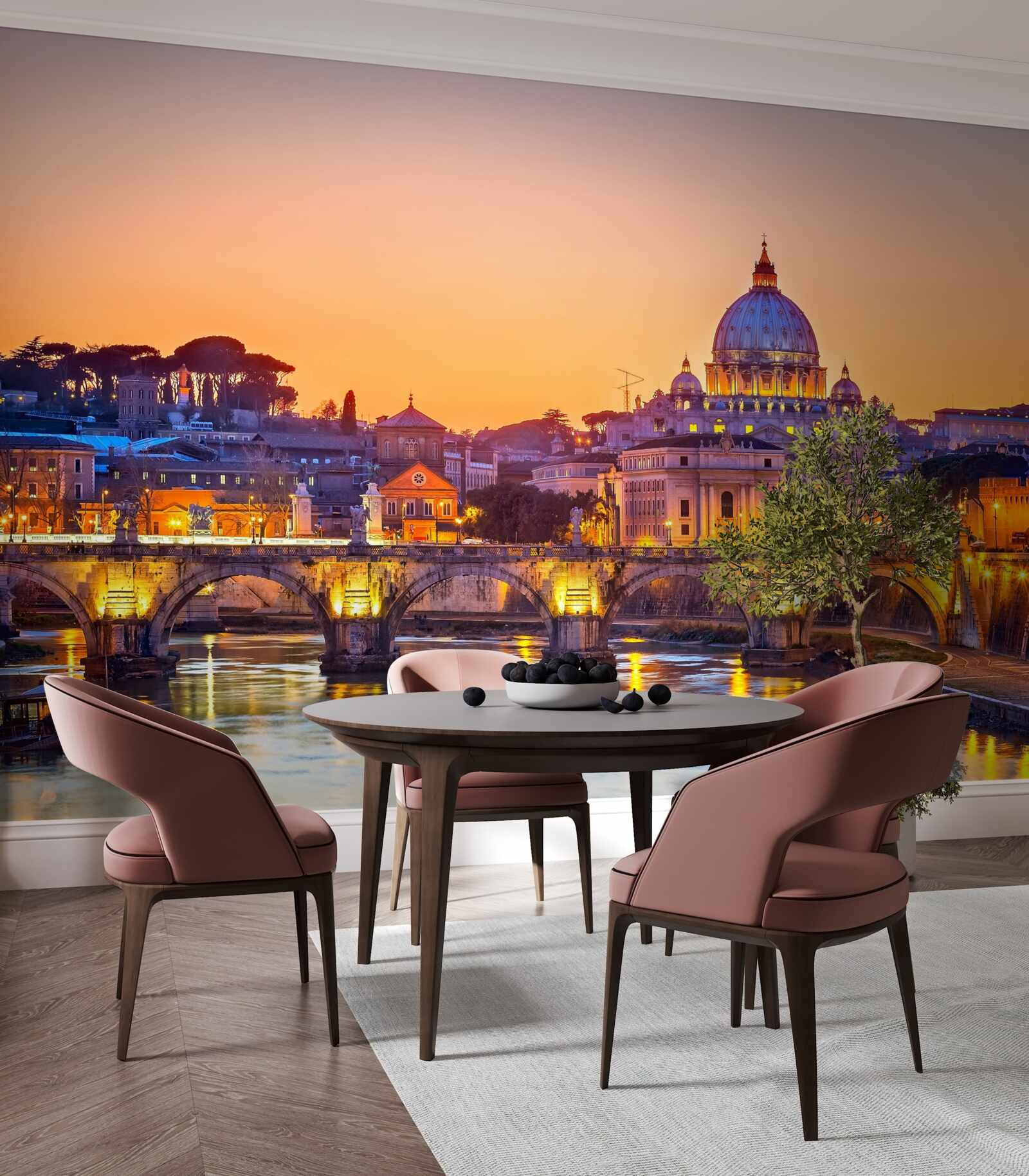 Fotobehang uitzicht op de kathedraal van romeo onder de avondverlichting