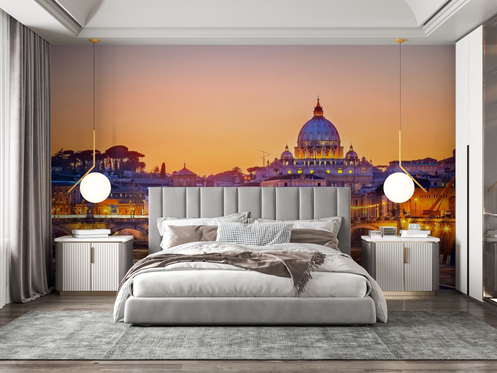 Fotobehang uitzicht op de kathedraal van romeo onder de avondverlichting