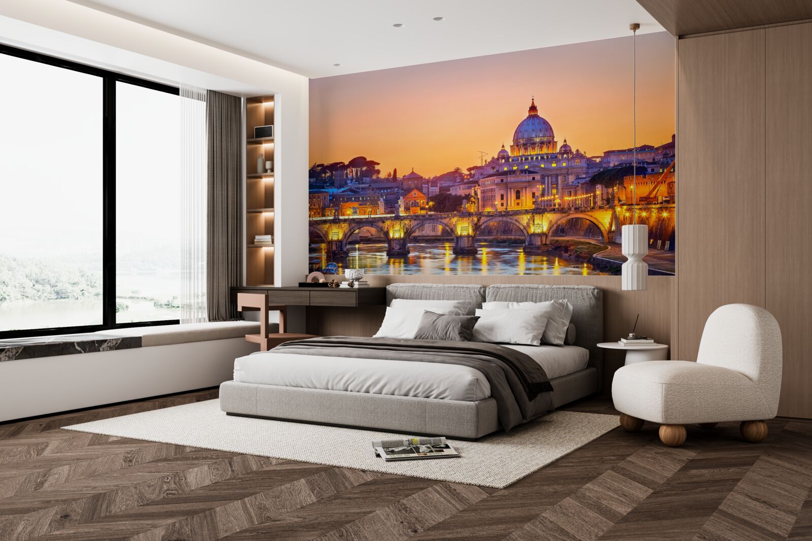 Fotobehang uitzicht op de kathedraal van romeo onder de avondverlichting