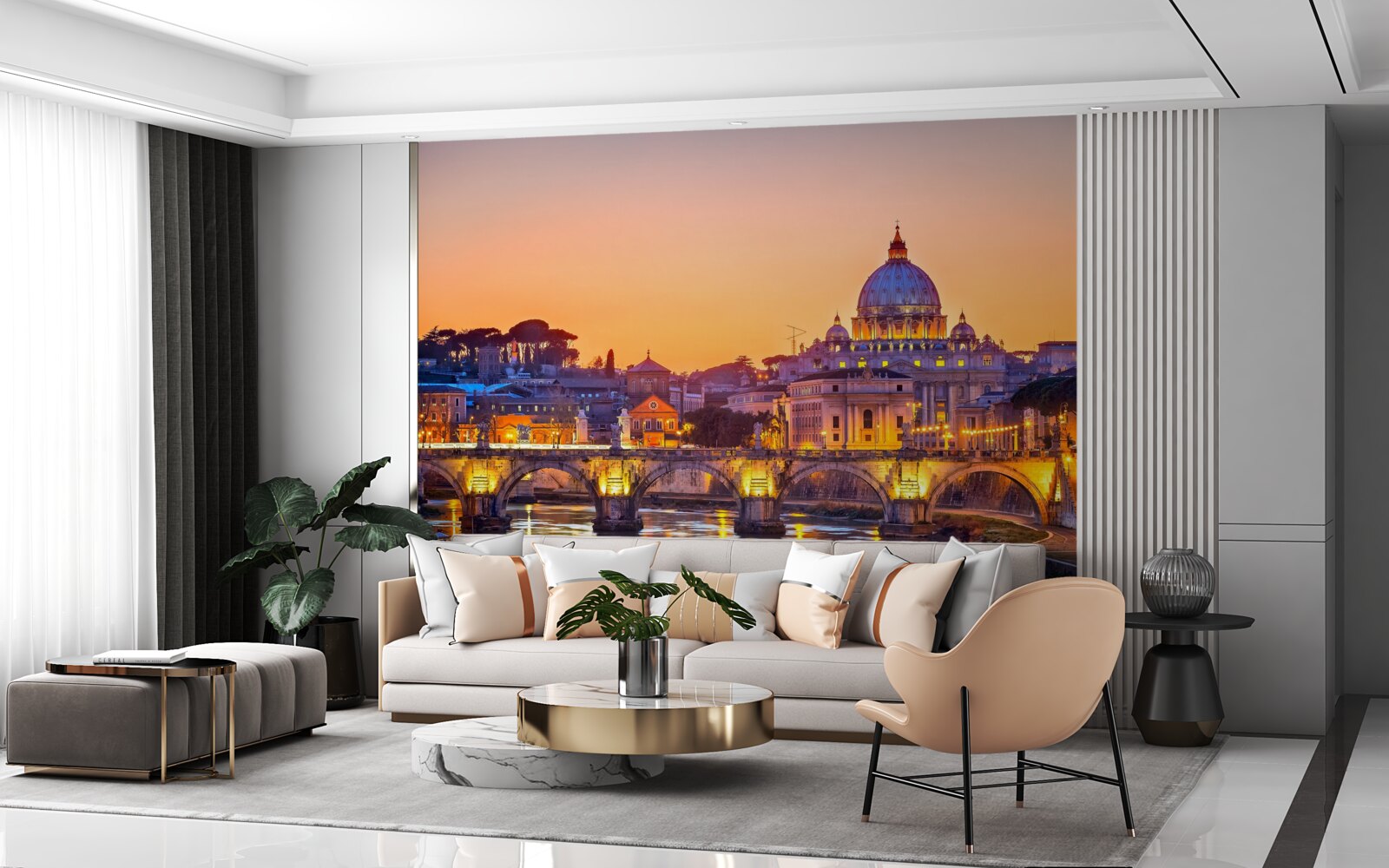 Fotobehang uitzicht op de kathedraal van romeo onder de avondverlichting