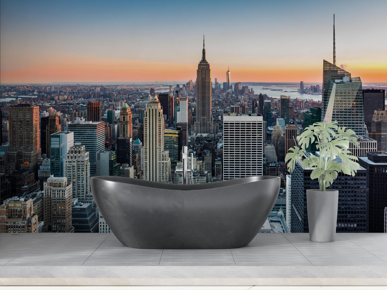 Fotobehang schemering in de diepte van the big apple