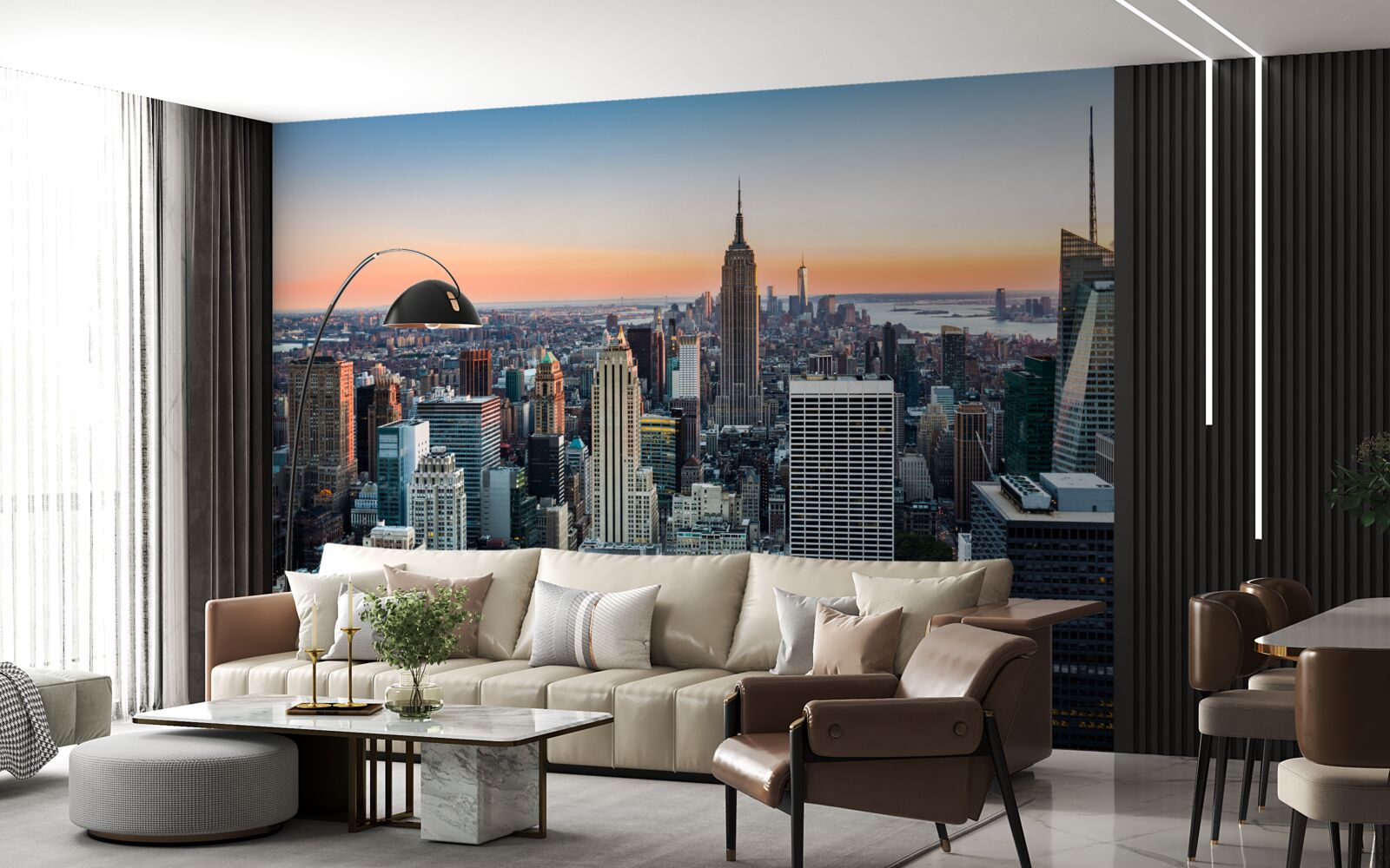 Fotobehang schemering in de diepte van the big apple