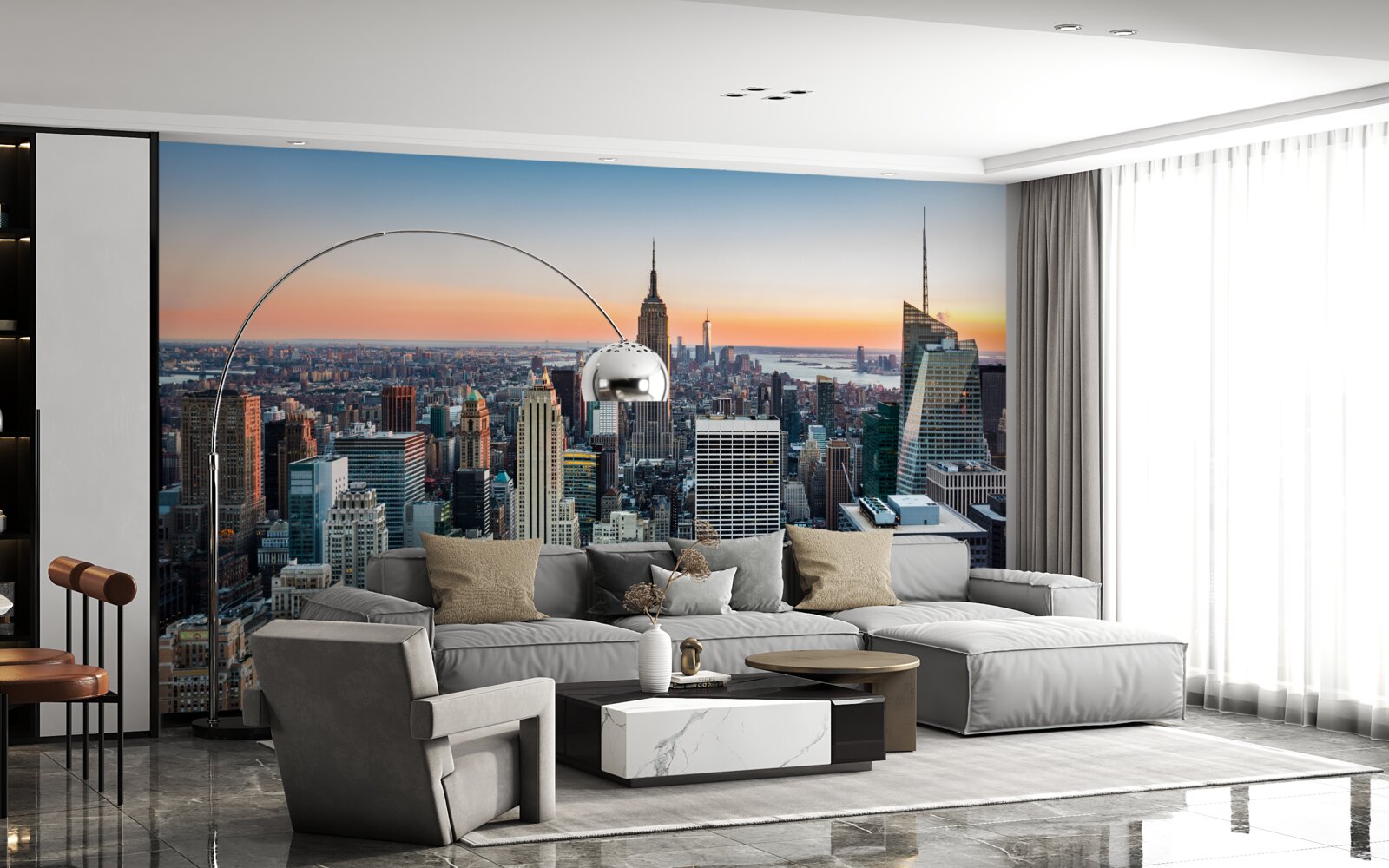 Fotobehang schemering in de diepte van the big apple