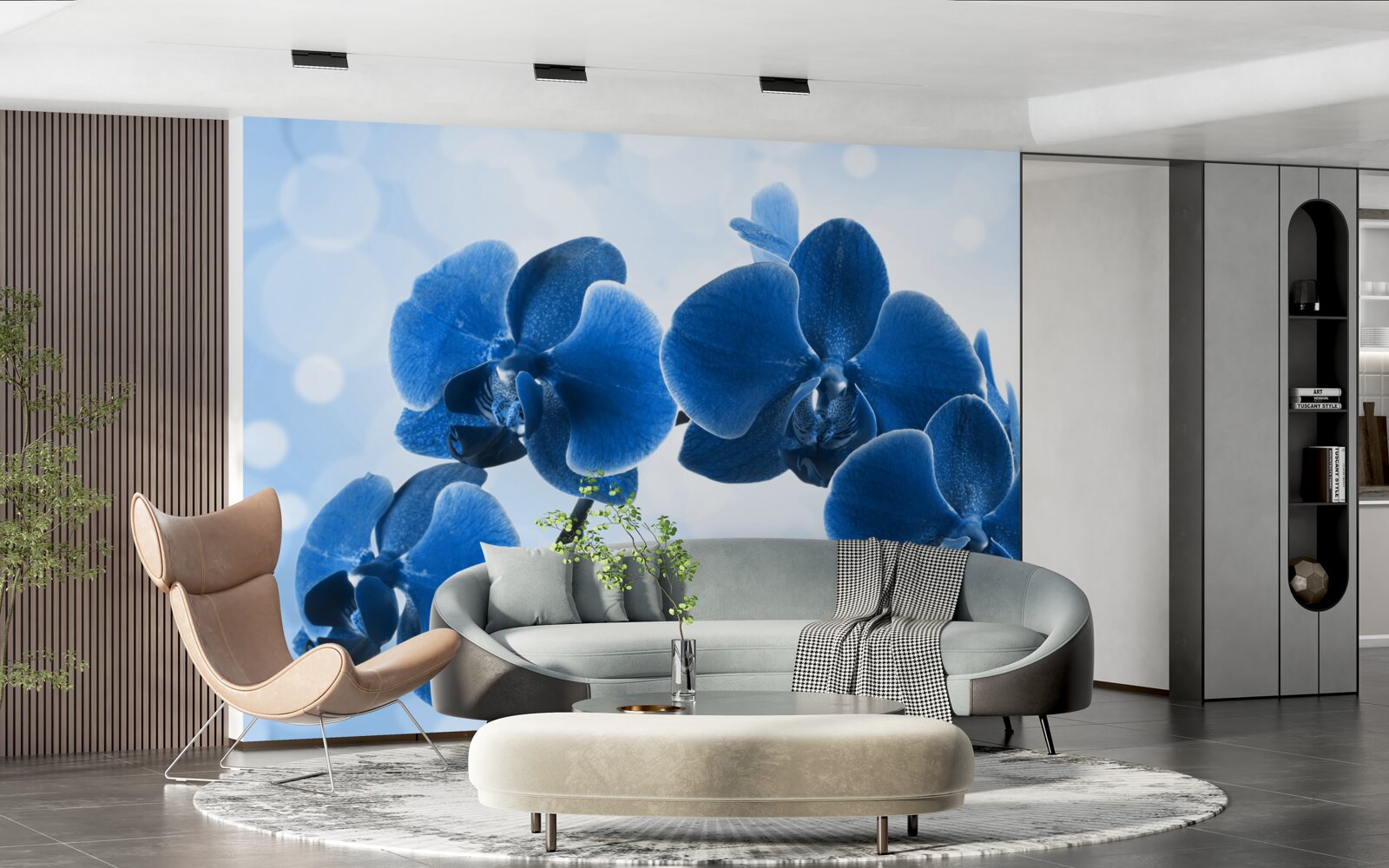 Fotobehang de orchideeën zijn donkerblauw