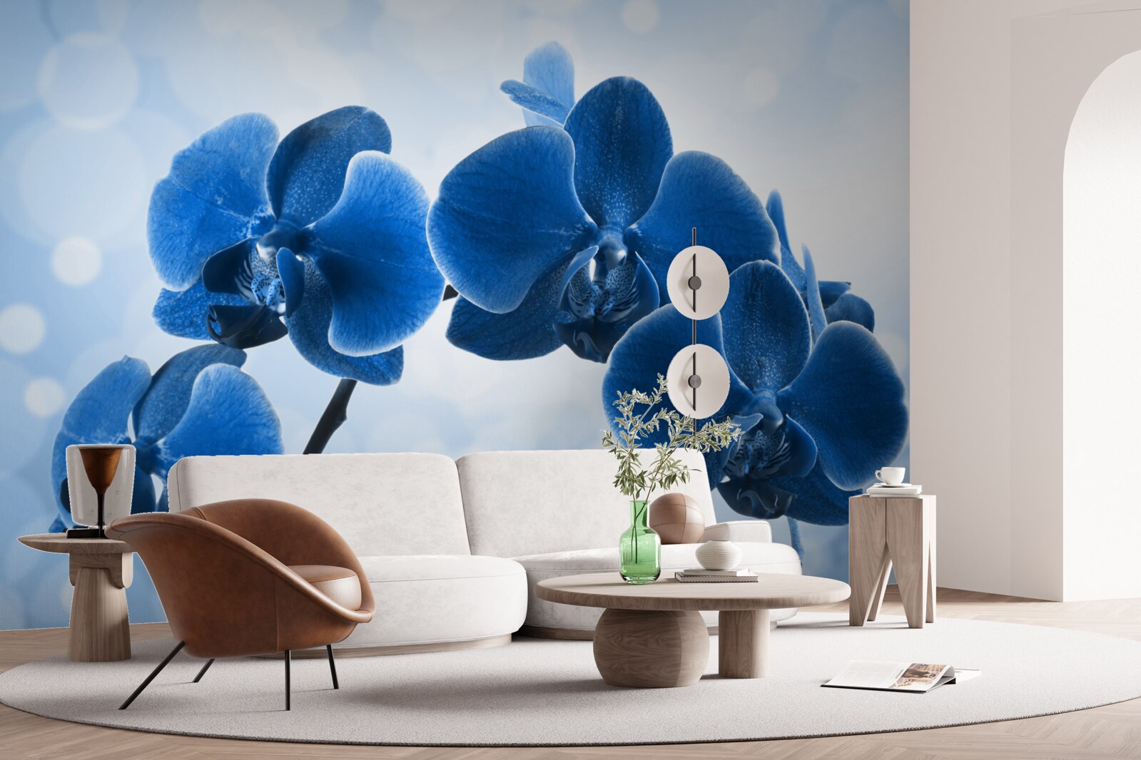 Fotobehang de orchideeën zijn donkerblauw
