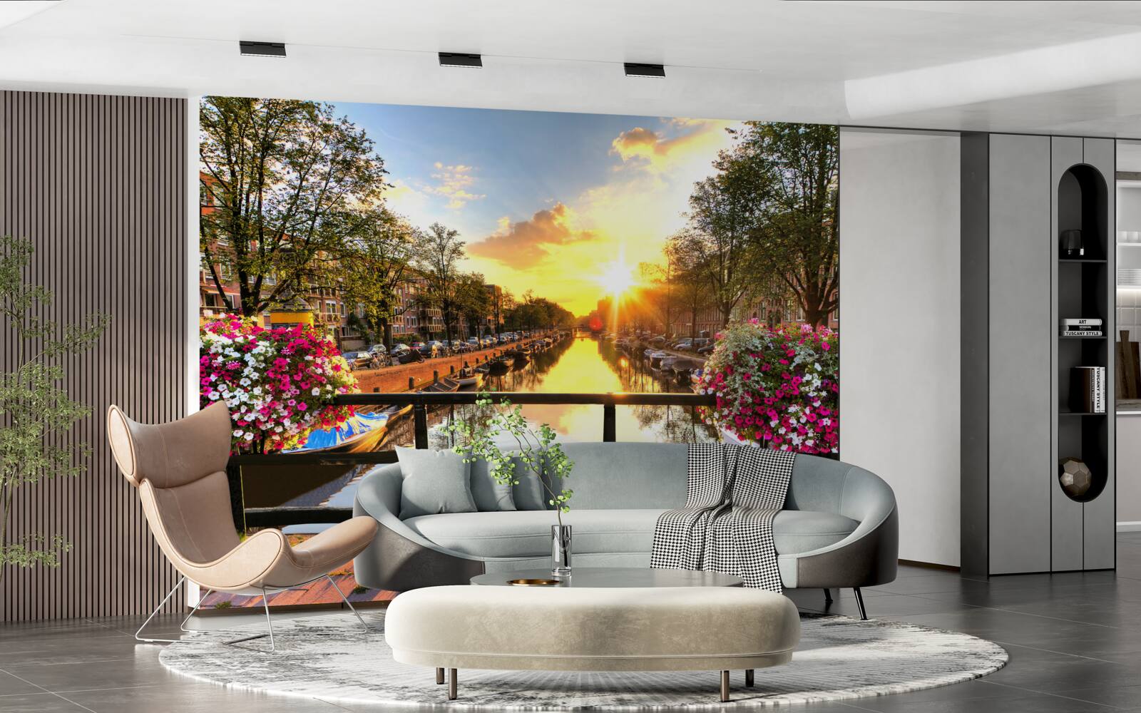 Fotobehang het hart van amsterdam is gehuld in zonsondergang