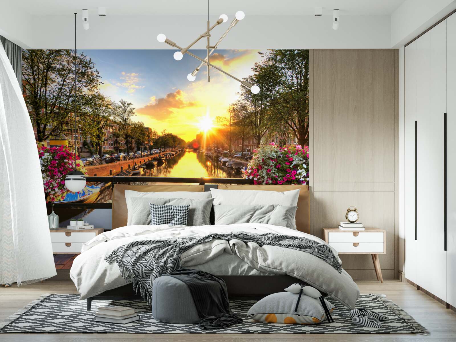 Fotobehang het hart van amsterdam is gehuld in zonsondergang