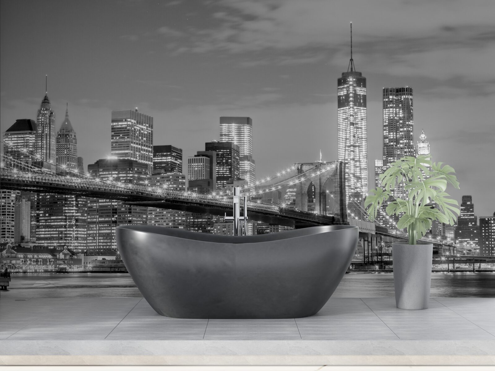 Fotobehang metropolis met uitzicht op de brooklyn bridge