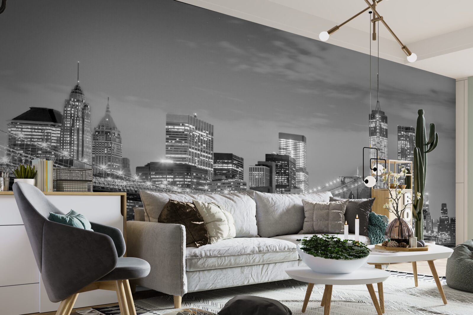 Fotobehang metropolis met uitzicht op de brooklyn bridge