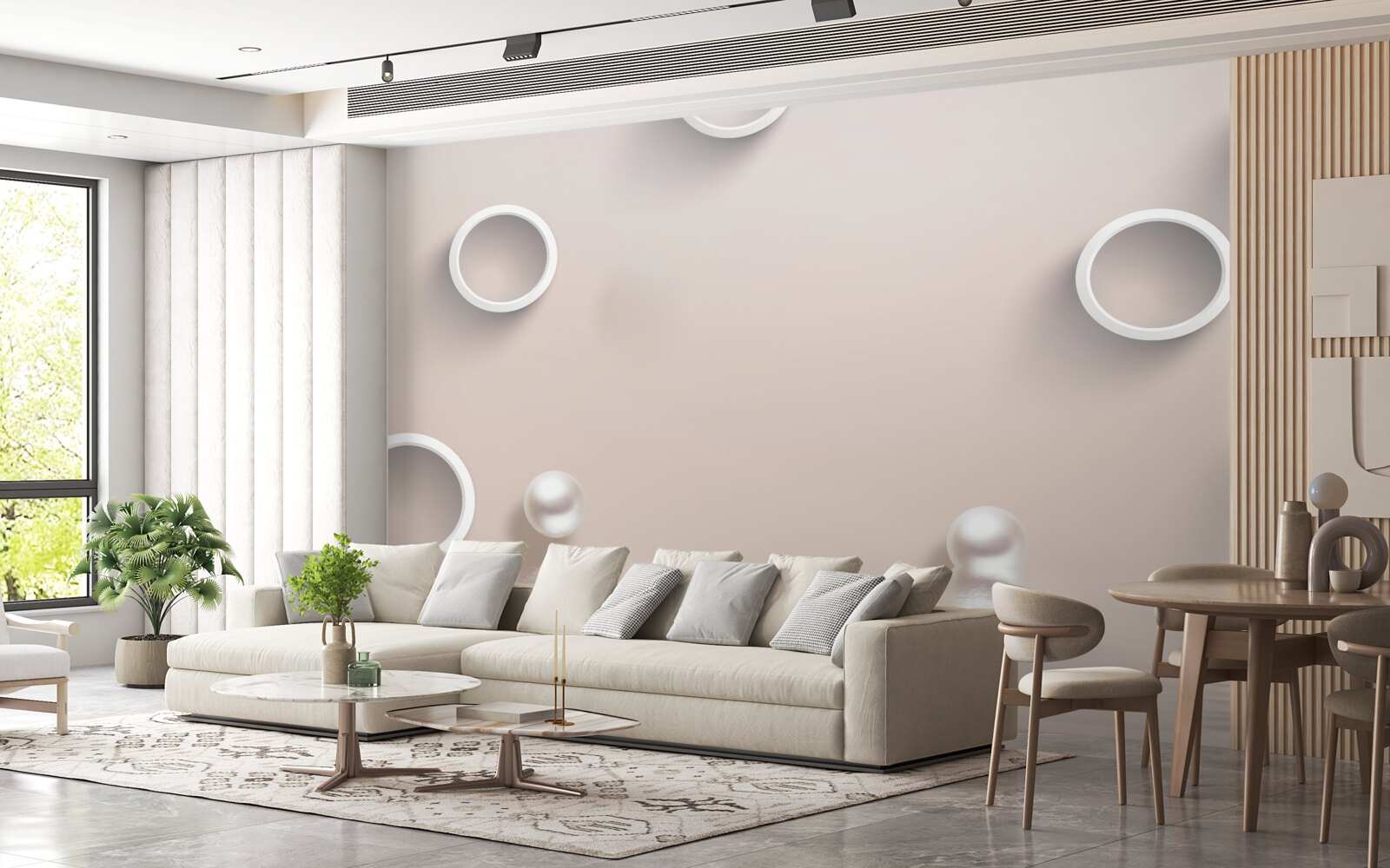 Fotobehang cirkels op water en parels