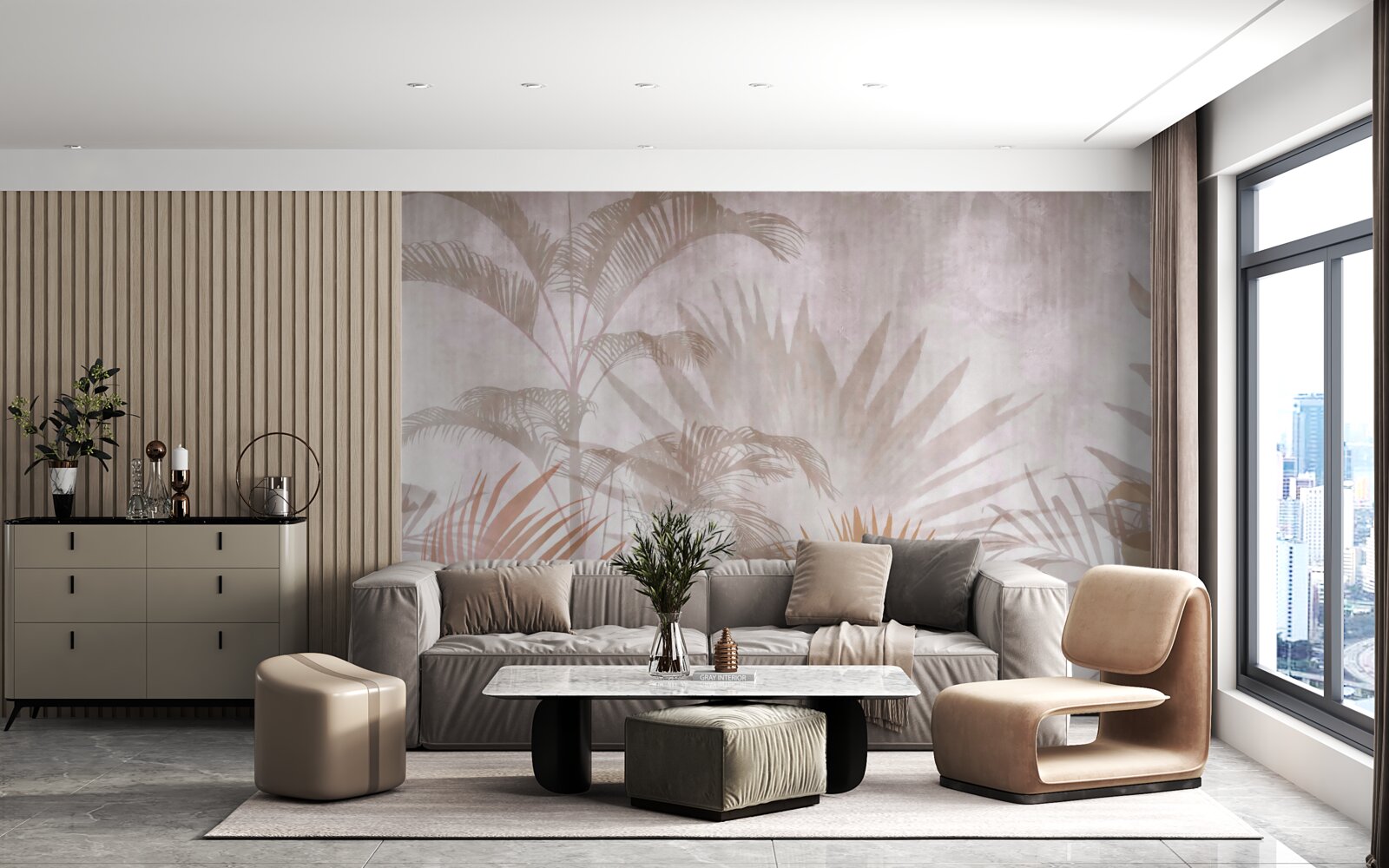 Fotobehang tropische planten met delicatesse