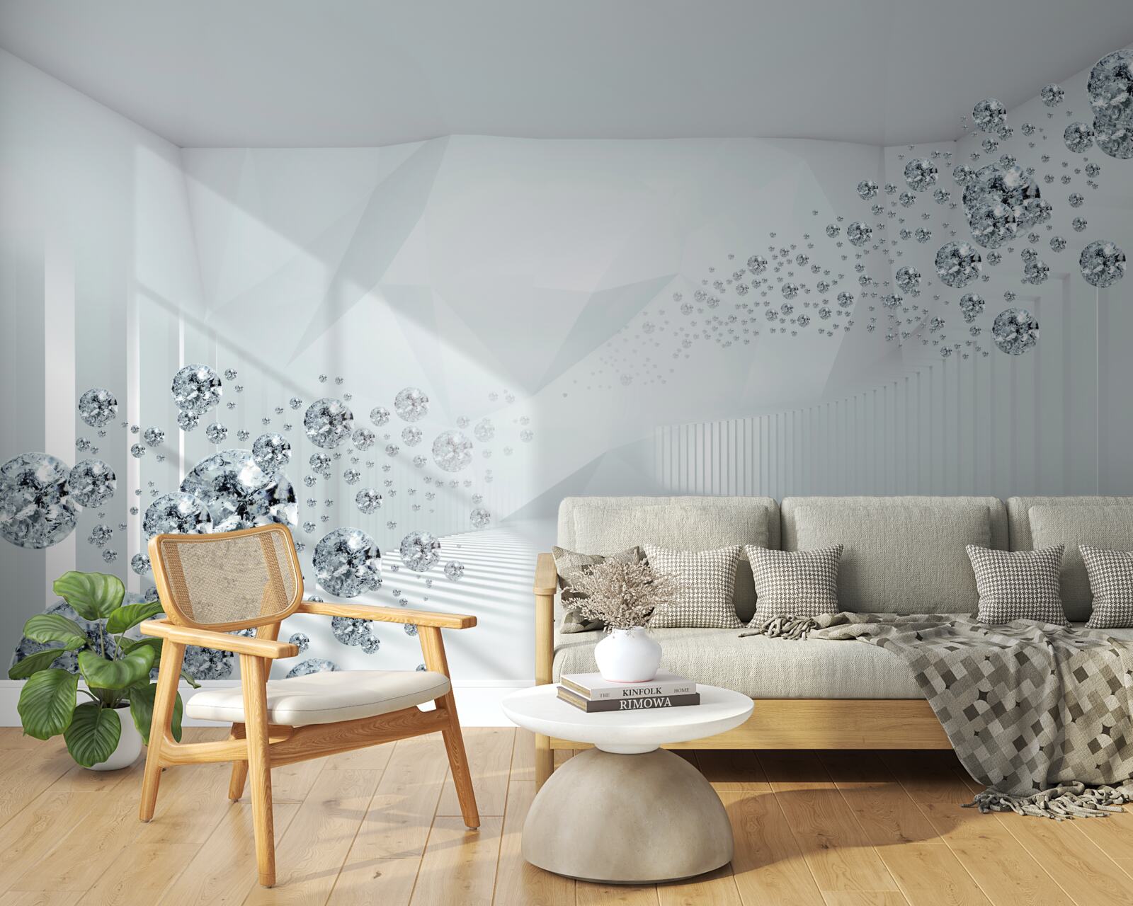 Fotobehang ongelijk oppervlak en ballen in de samenvatting