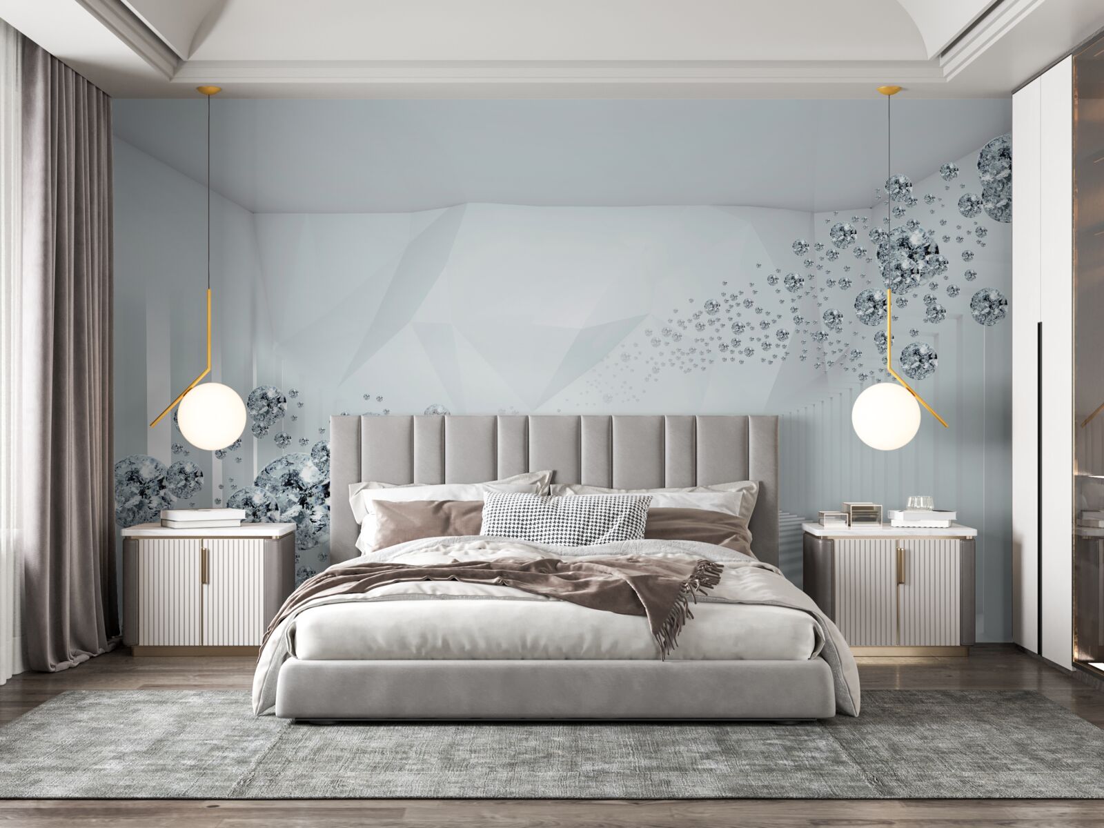 Fotobehang ongelijk oppervlak en ballen in de samenvatting