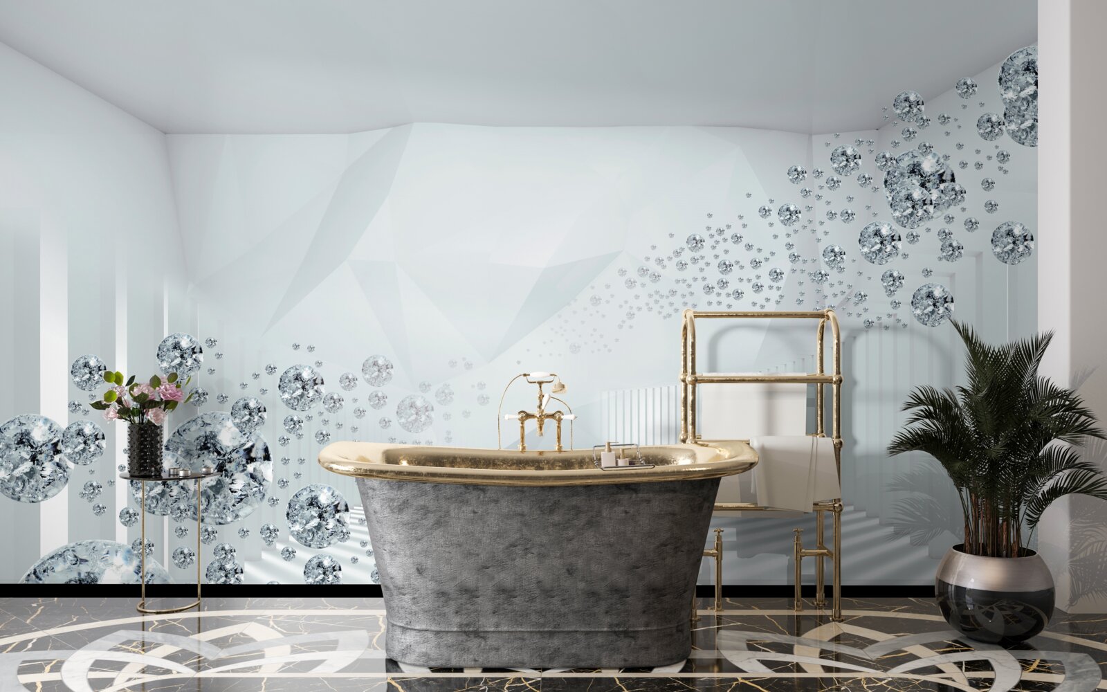 Fotobehang ongelijk oppervlak en ballen in de samenvatting