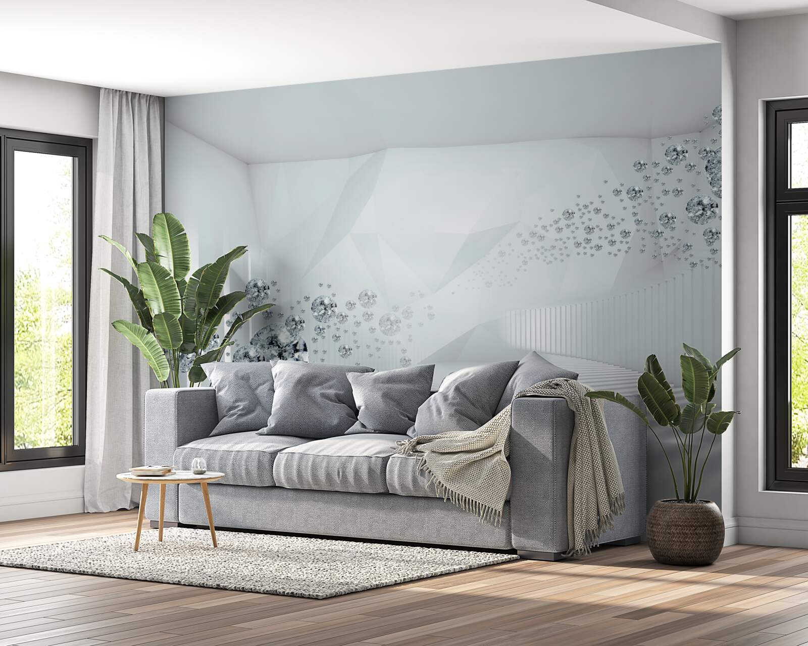 Fotobehang ongelijk oppervlak en ballen in de samenvatting