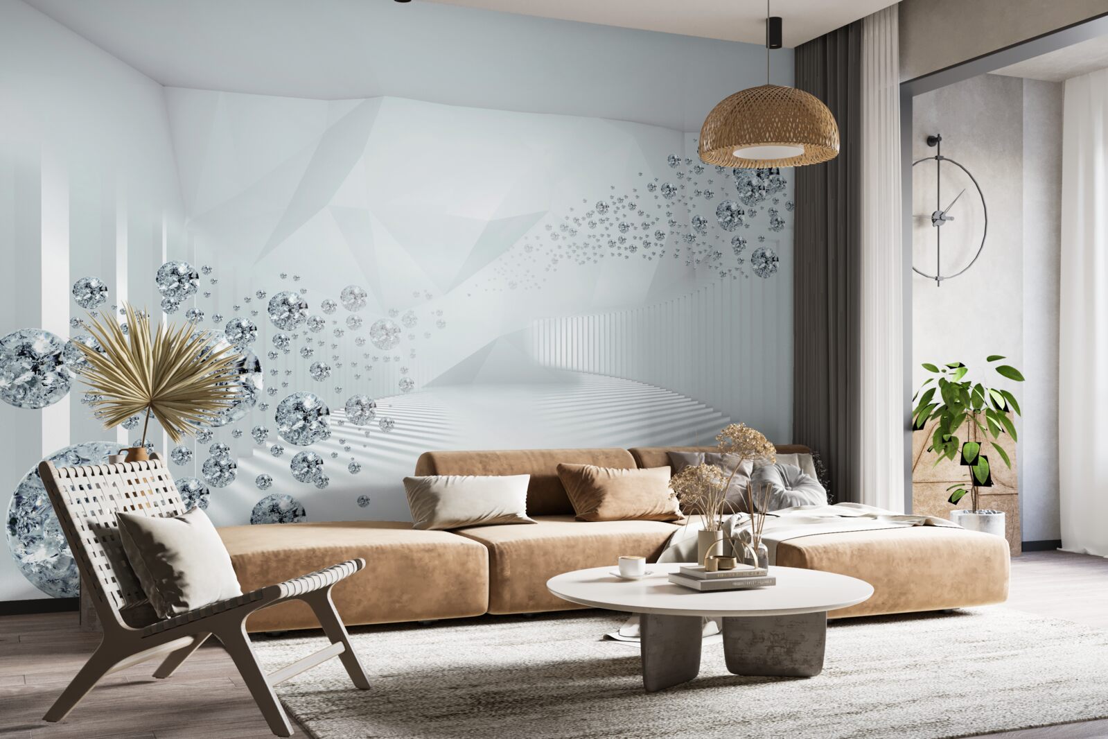 Fotobehang ongelijk oppervlak en ballen in de samenvatting