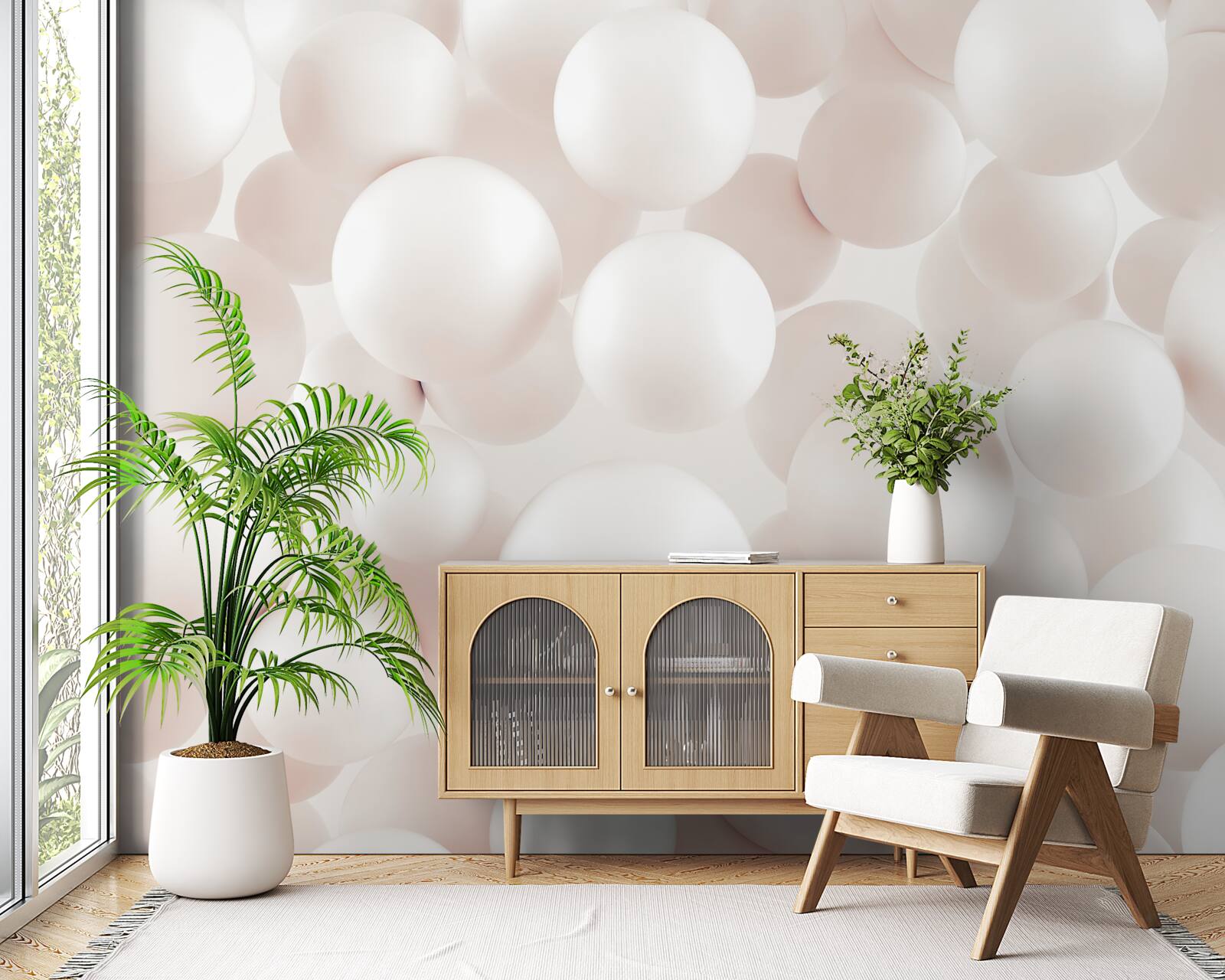 Fotobehang veel felroze ballen