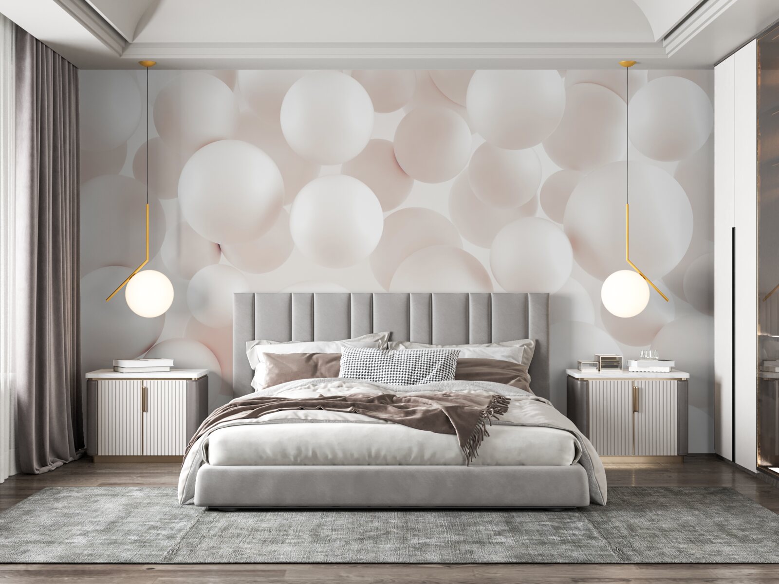 Fotobehang veel felroze ballen