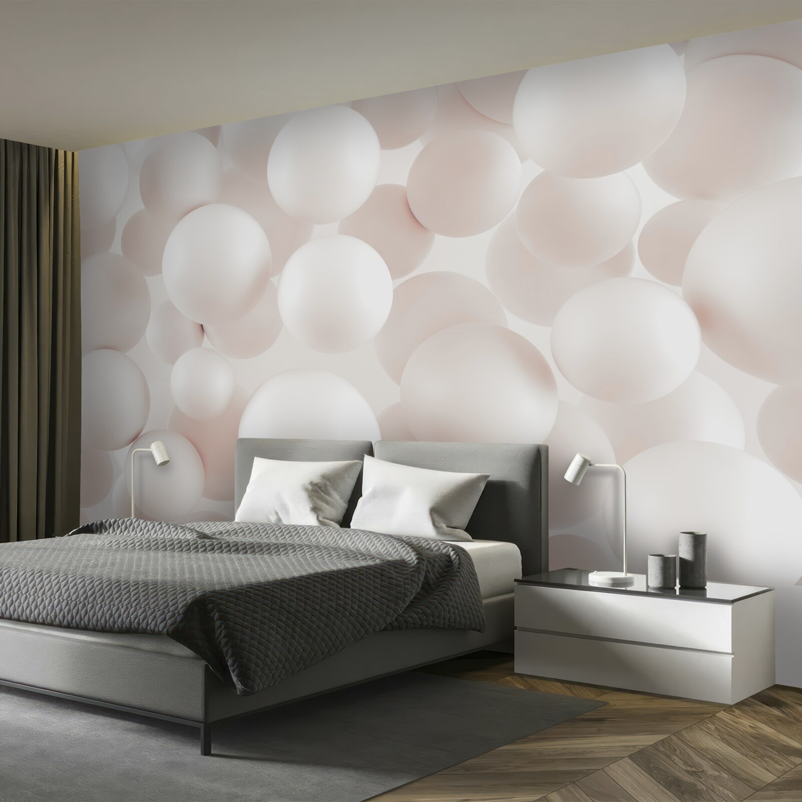 Fotobehang veel felroze ballen