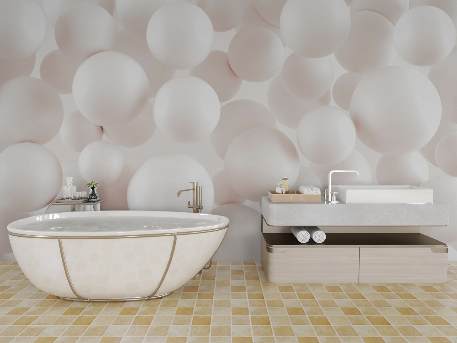 Fotobehang veel felroze ballen