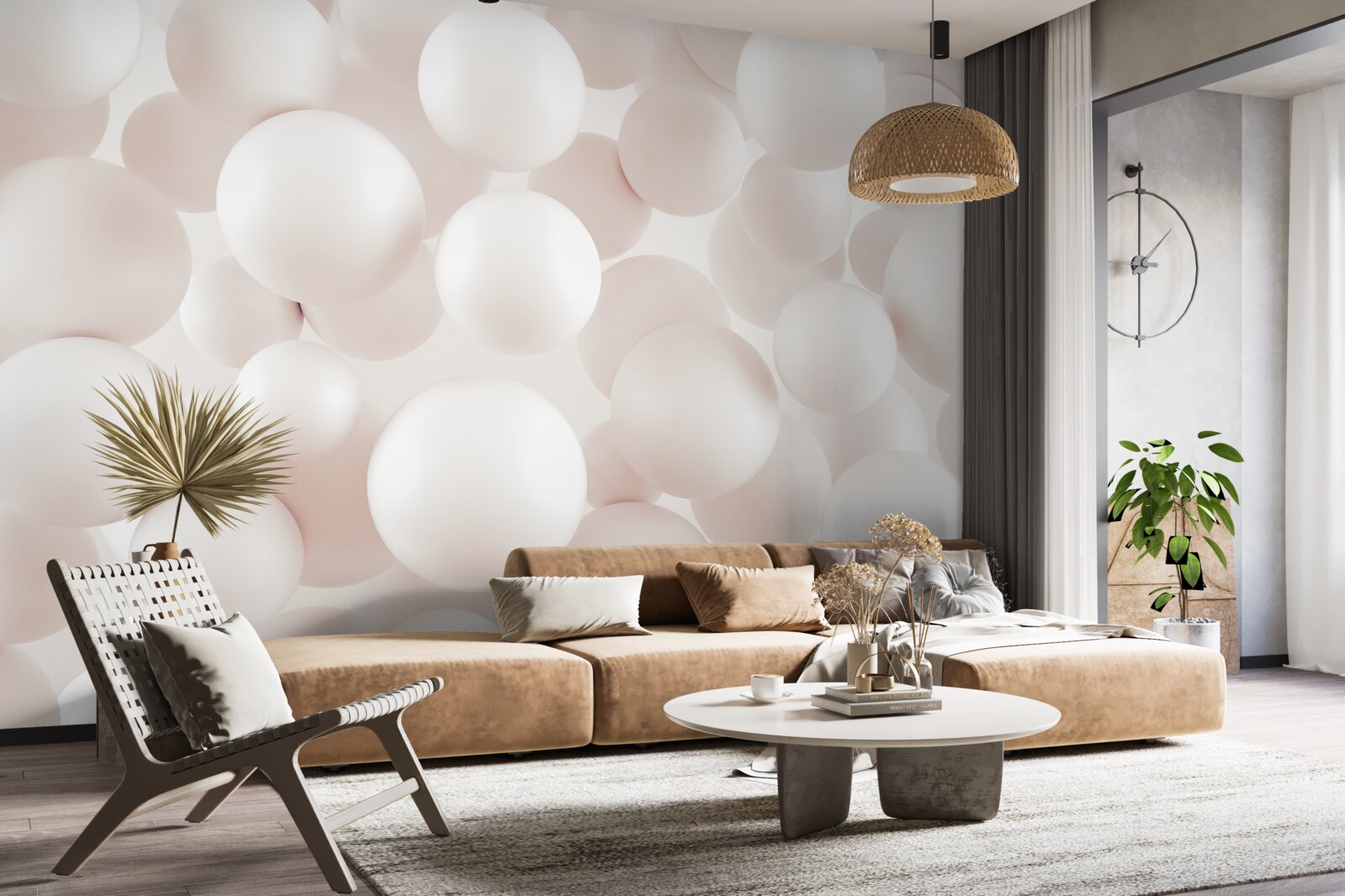 Fotobehang veel felroze ballen