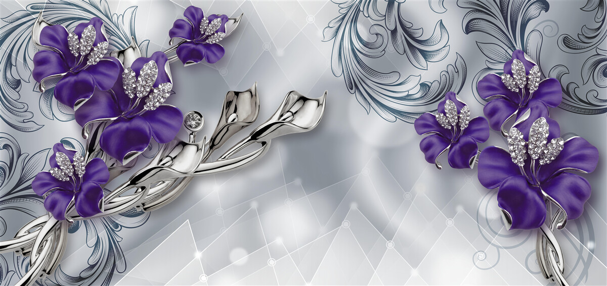 Fotobehang koningspaarse lelie op takken